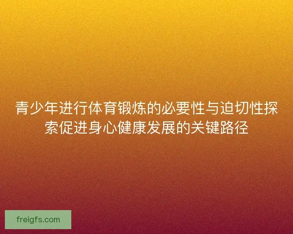 青少年进行体育锻炼的必要性与迫切性探索促进身心健康发展的关键路径
